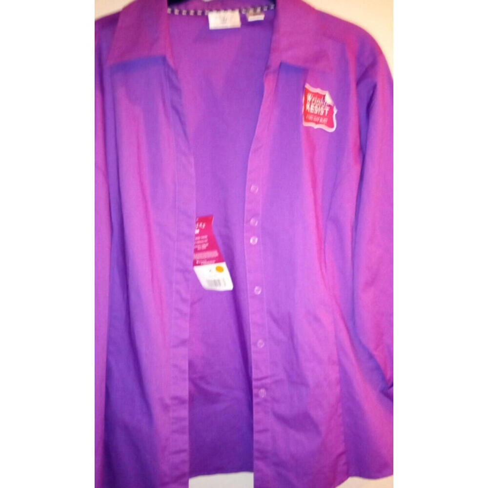 Riders by Lee Button Up Blouse, Size XL, Raspberry Color, Brand New with Tags